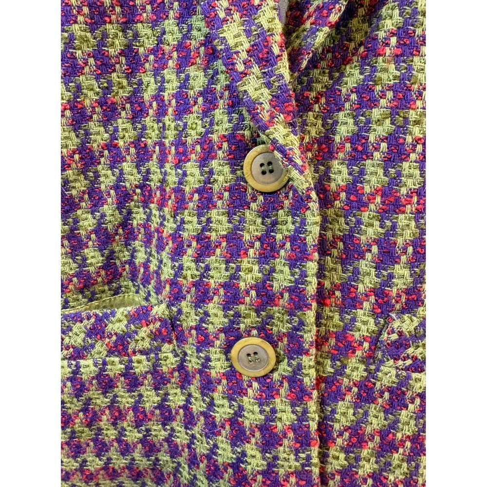 Vintage Oversized Blazer Plaid Houndstooth M Wool Preppy Tweed Heritage Academia - Picture 5 of 9